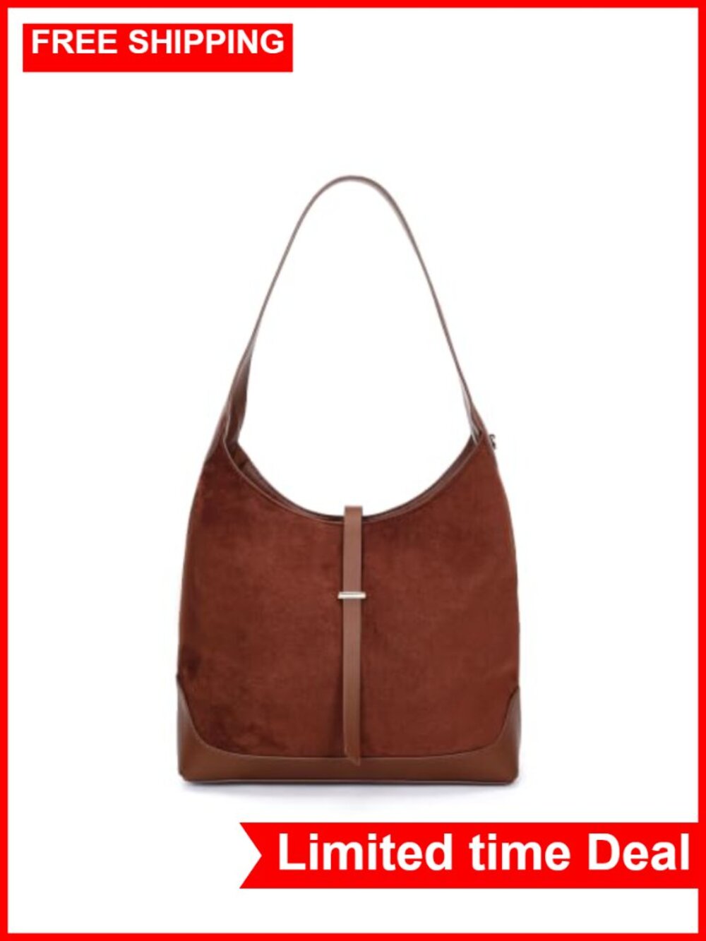 Faux Suede Hobo Shoulder Bag Tote for Women Retro Slouchy Purse